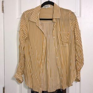 Francesca’s Harper Yellow Striped Button Down